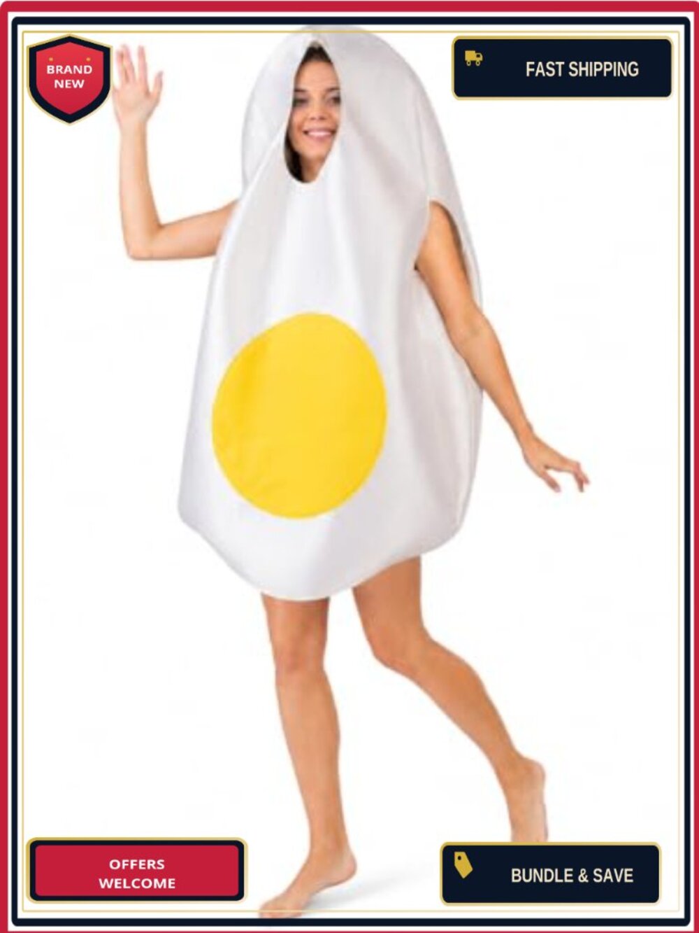 Adult Fried Egg Costume Halloween Cosplay Polyester One Size